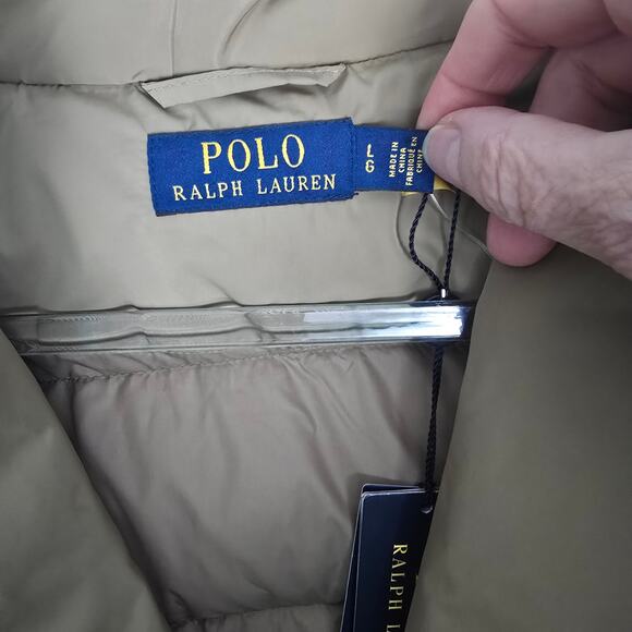 Polo Ralph Lauren Tan Water Repellent Belted Down Jacket Blazer Style Large New - Picture 5 of 13